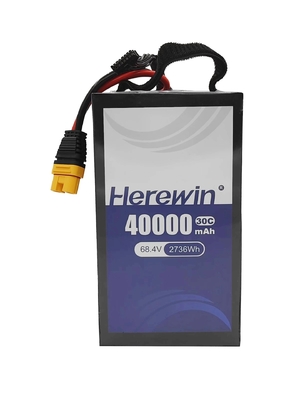 18S1P 40000mAh Herewin Soft Pack Drone Baterai Paket 68.4V 30C Sprayer UAV Baterai