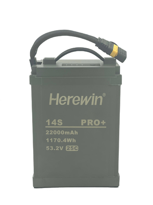Herewin 14S1P Pro+ 22000mAh 25C Discharge Sprayer UAV Baterai 53.2V dengan cangkang paduan aluminium