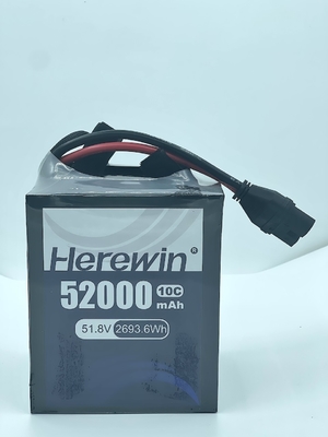 Soft Pack UAV Drone Baterai 51.8V Herewin 14S 52000MAH AI Pesawat Pertanian Drone LFP LIPO Baterai