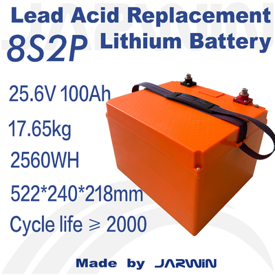Baterai LiFePO4 Kompak dan Ringan 25,6V 100Ah untuk pemasangan mudah dalam berbagai aplikasi